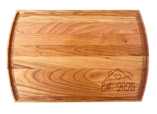 New Home With Date Engraved Cherry Cutting Board - 12"x16"